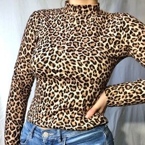 NWOT Olivia Rae Cheetah Print Mock Neck